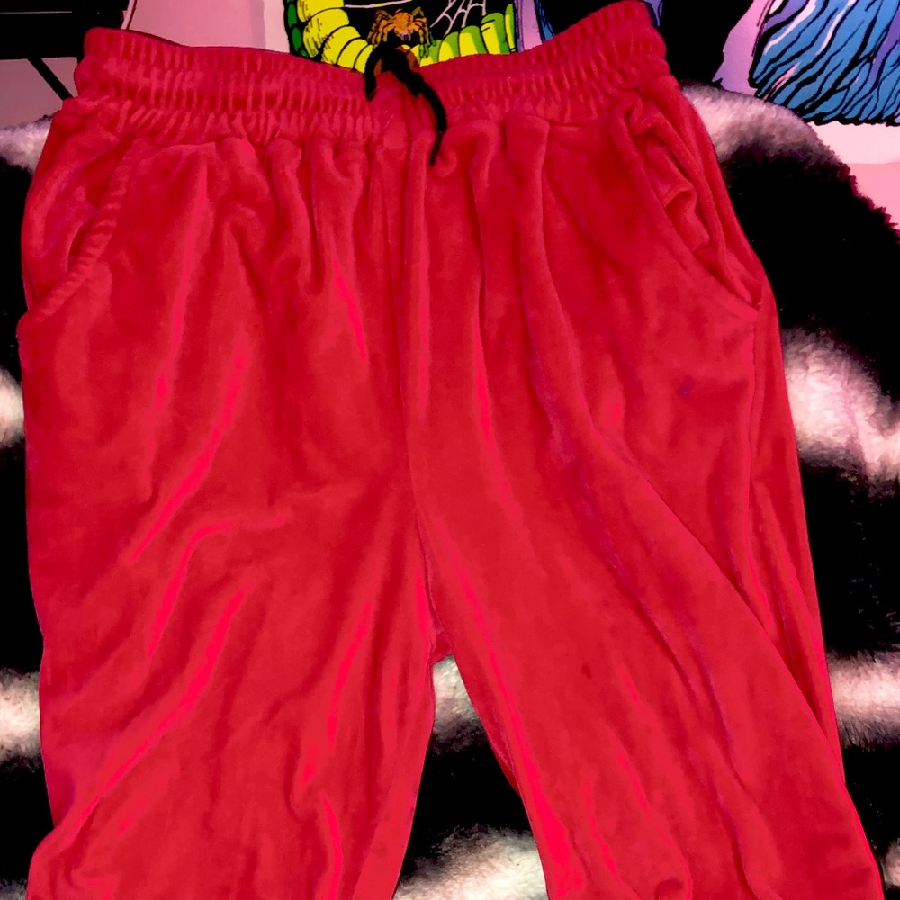 Red velvet sweatpant jogger
